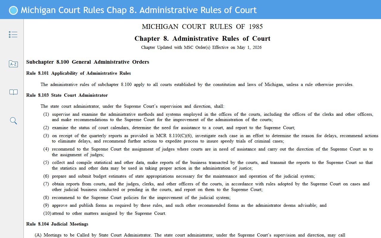 Michigan court rule governing Oscoda County court records access