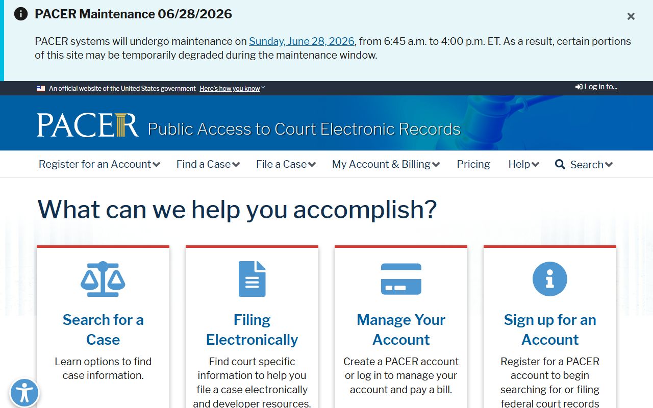 PACER federal court records system for Oscoda County cases