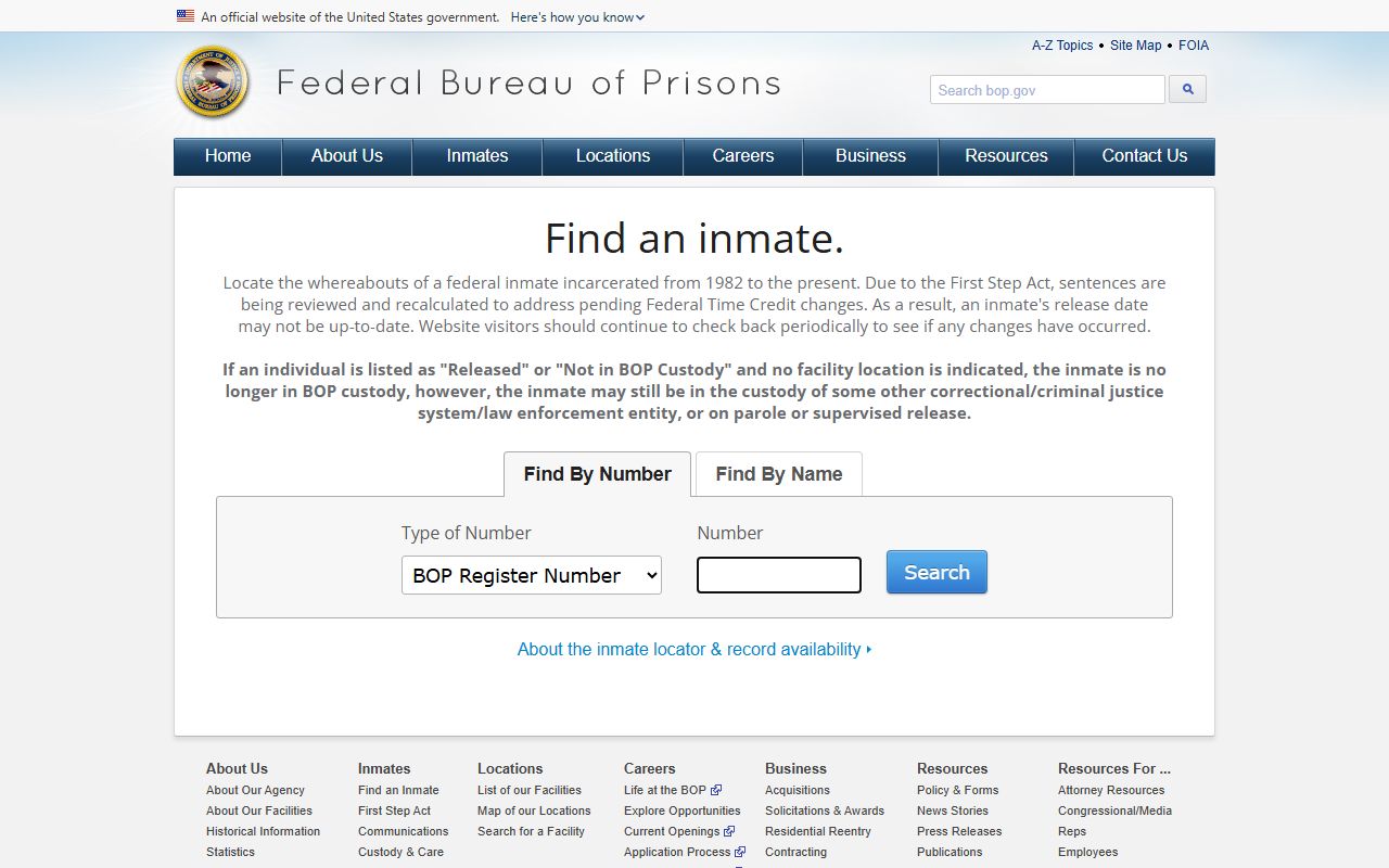 Oscoda County federal inmate search on the Bureau of Prisons inmate locator