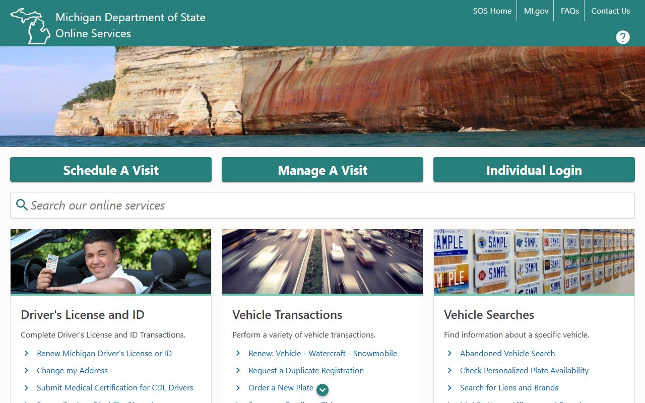 Oscoda County drivers use the Michigan Department of State online services gateway for driving records