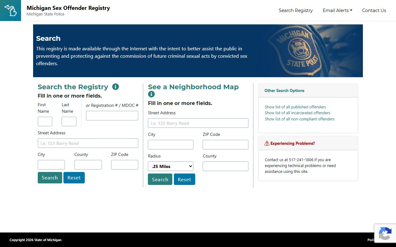 Oscoda County residents search the Michigan public sex offender registry linked by the sheriff