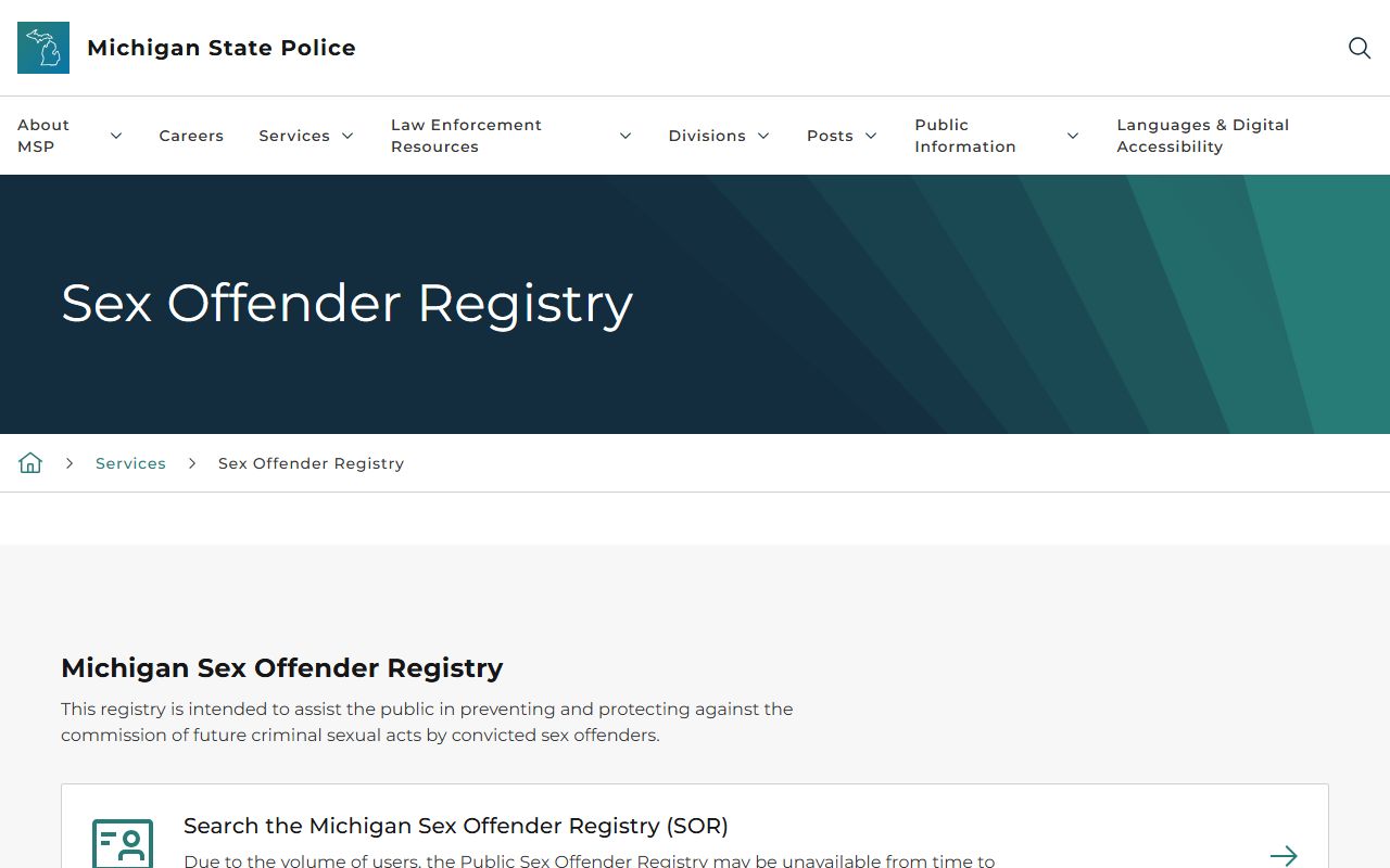 Oscoda County residents read the Michigan State Police sex offender registration page