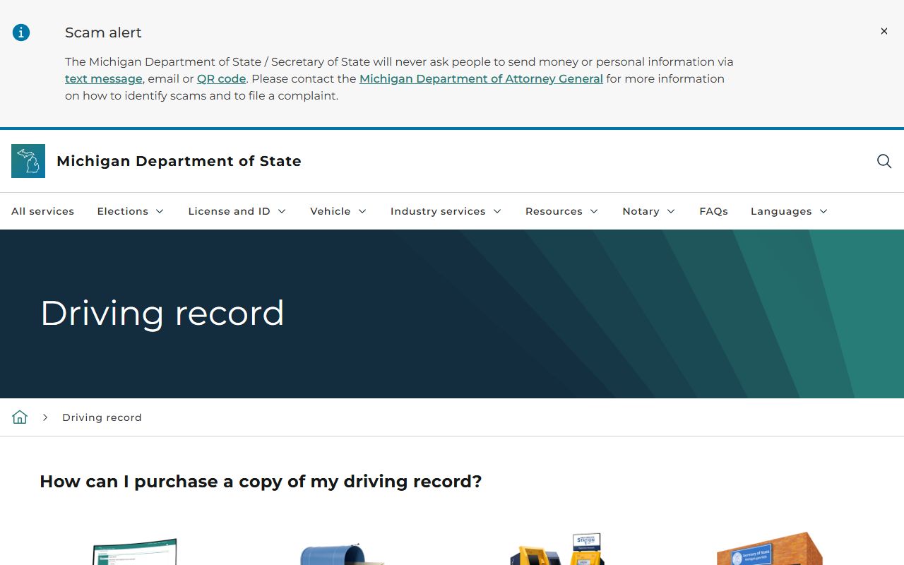 Oscoda County traffic court records and the Michigan Secretary of State driving record page